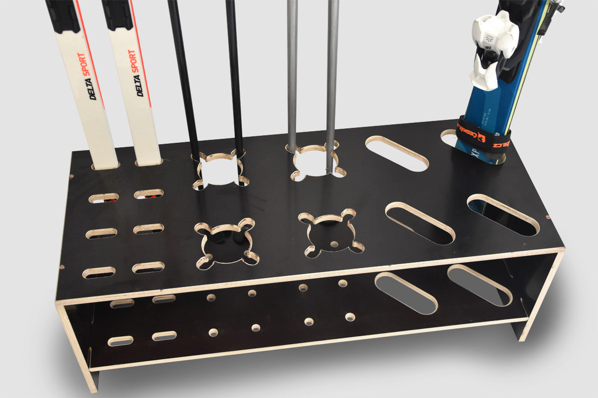 Kombinierter Skiständer für Skier, Langlaufski und Skistöcke